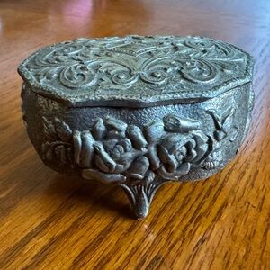 Vintage,Pewter Style Box,Silver Box,Jewelry